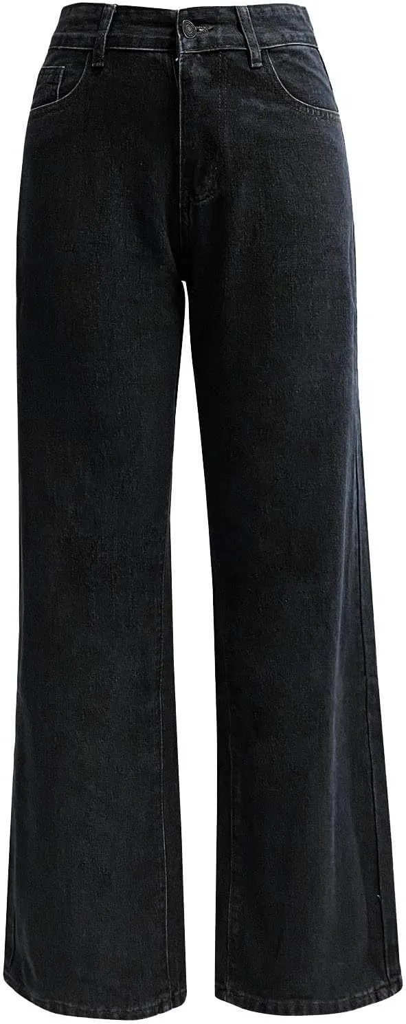 Womens High Waisted Flare Jeans Stretch Baggy Wide Leg Denim Pant Casual Fashion Lightweight Y2k Trousers with Pocket