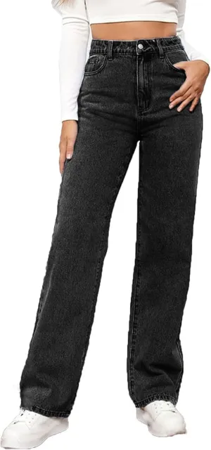 Womens High Waisted Flare Jeans Stretch Baggy Wide Leg Denim Pant Casual Fashion Lightweight Y2k Trousers with Pocket