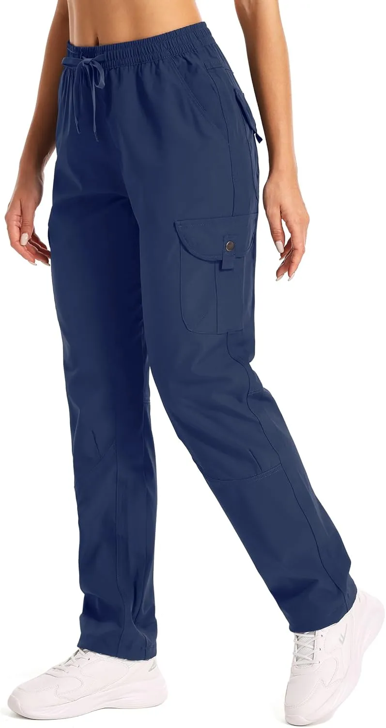 Womens Hiking Pants Quick Dry Lightweight UPF 50 Travel Golf Pants Work Camping Outdoor Cargo Pants Pockets