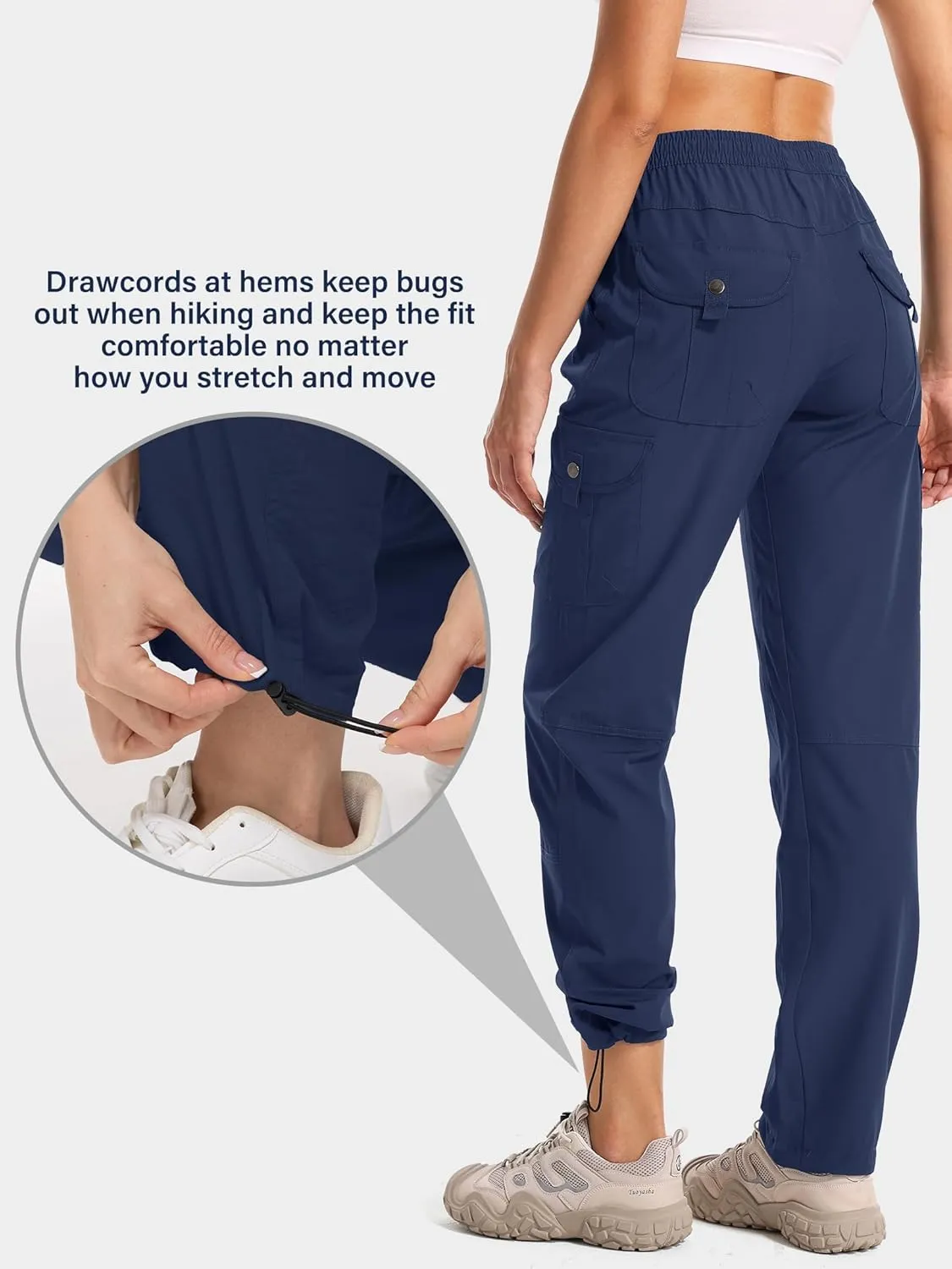 Womens Hiking Pants Quick Dry Lightweight UPF 50 Travel Golf Pants Work Camping Outdoor Cargo Pants Pockets