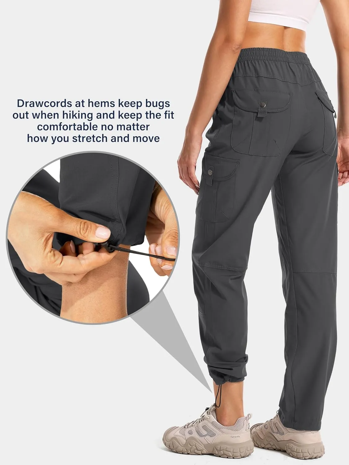 Womens Hiking Pants Quick Dry Lightweight UPF 50 Travel Golf Pants Work Camping Outdoor Cargo Pants Pockets