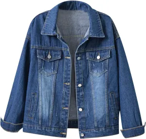 Womens Hooded Denim Jacket Layered Drawstring Casual Hoodie Long Sleeve Jean Jacket Vintage Stretch Cropped Jackets