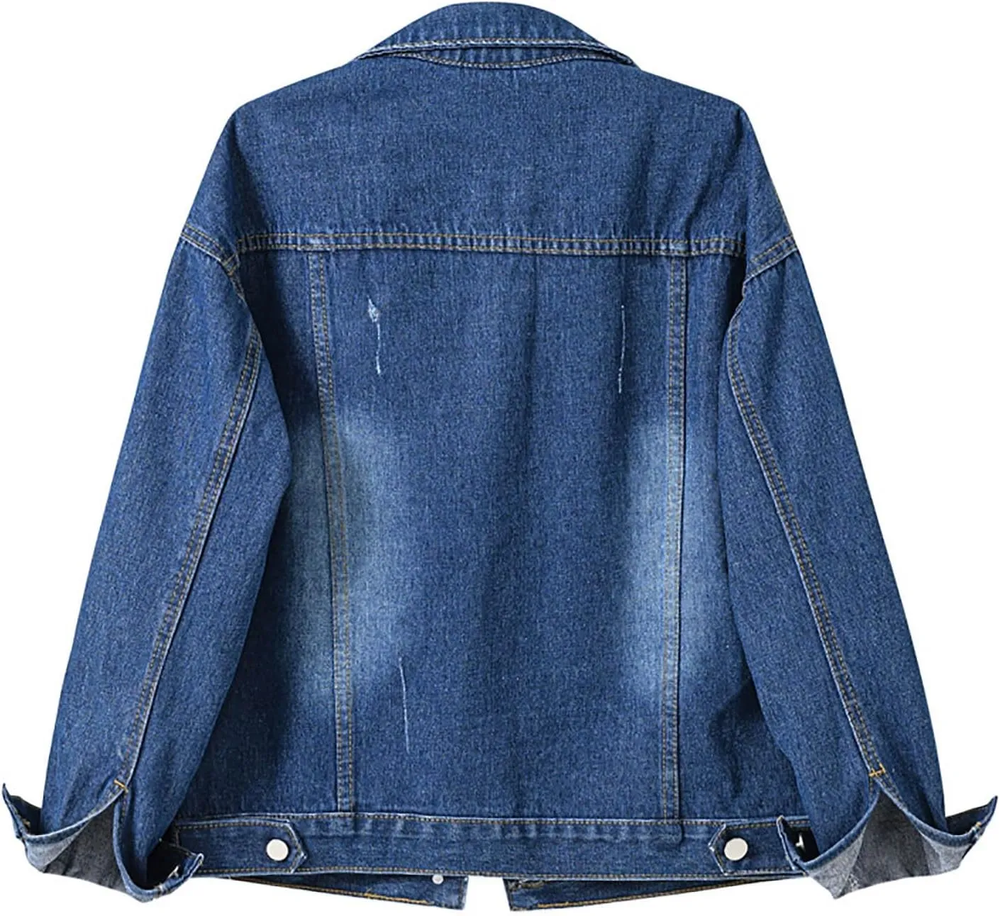 Womens Hooded Denim Jacket Layered Drawstring Casual Hoodie Long Sleeve Jean Jacket Vintage Stretch Cropped Jackets