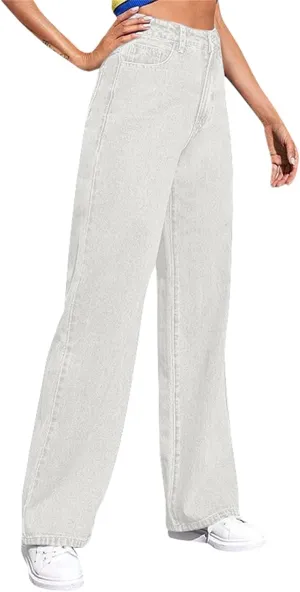 Womens Jeans High Waisted Baggy Women's Pants Plus Size Sweatpants with Pockets Straight Leg Spring Outfits 2025