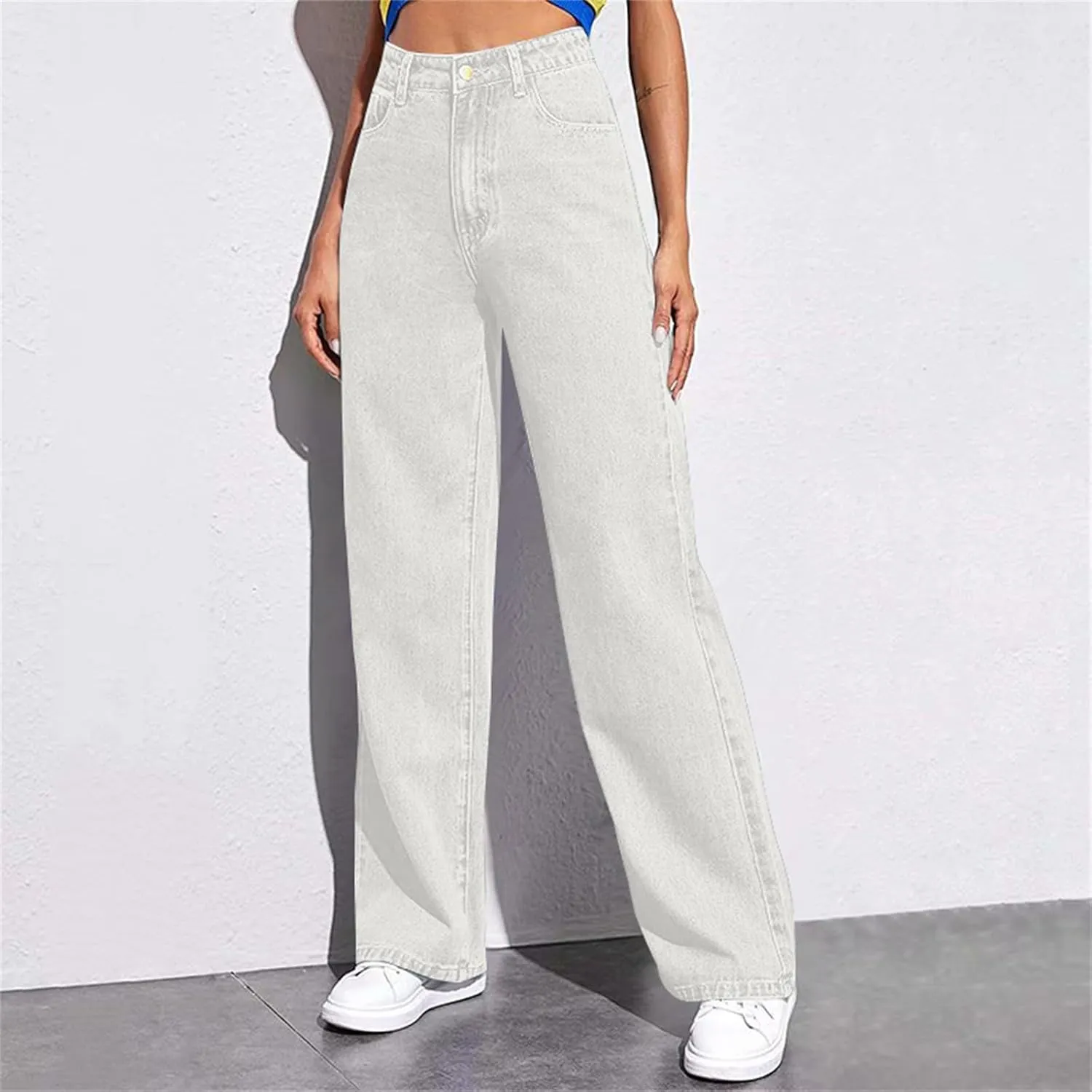 Womens Jeans High Waisted Baggy Women's Pants Plus Size Sweatpants with Pockets Straight Leg Spring Outfits 2025