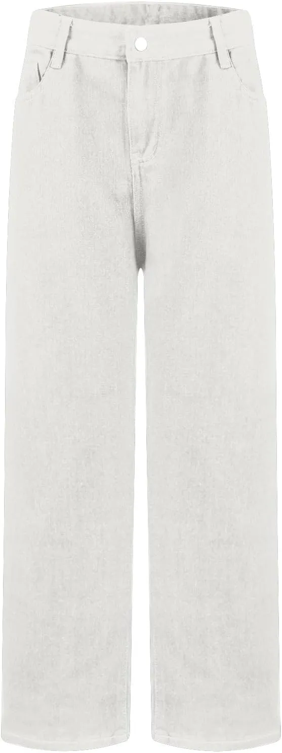 Womens Jeans High Waisted Baggy Women's Pants Plus Size Sweatpants with Pockets Straight Leg Spring Outfits 2025
