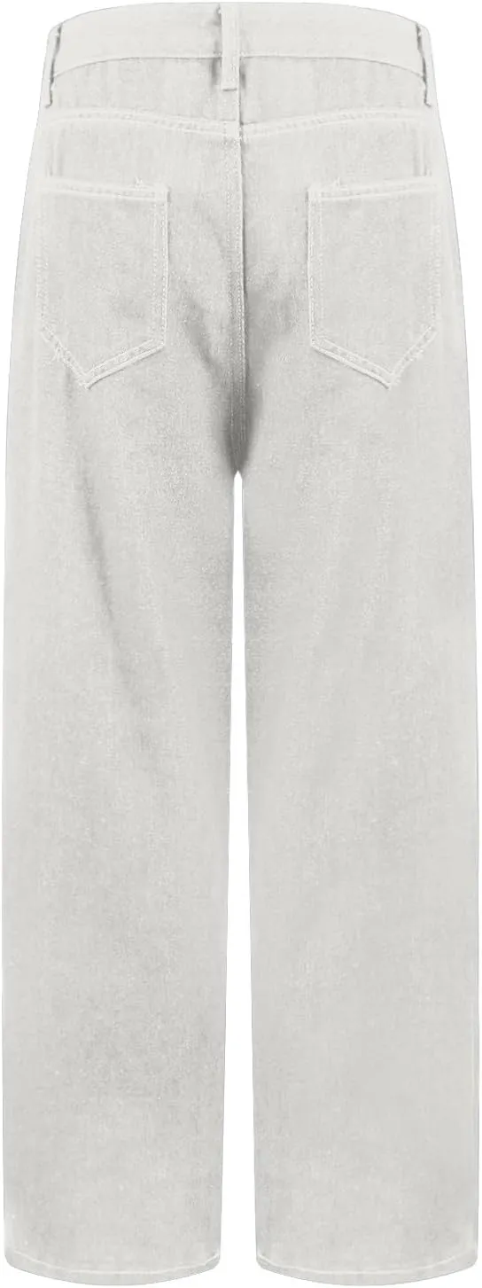 Womens Jeans High Waisted Baggy Women's Pants Plus Size Sweatpants with Pockets Straight Leg Spring Outfits 2025