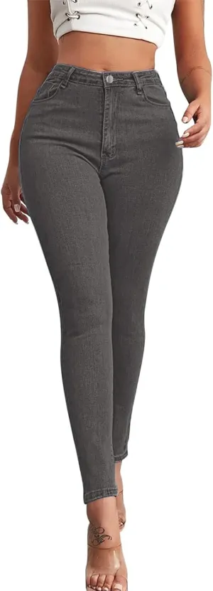 Women's Jeans High Waisted Stretchy Casual Skinny Straight Leg Cropped Denim Pants Bootcut Tapered Juniors Trouser