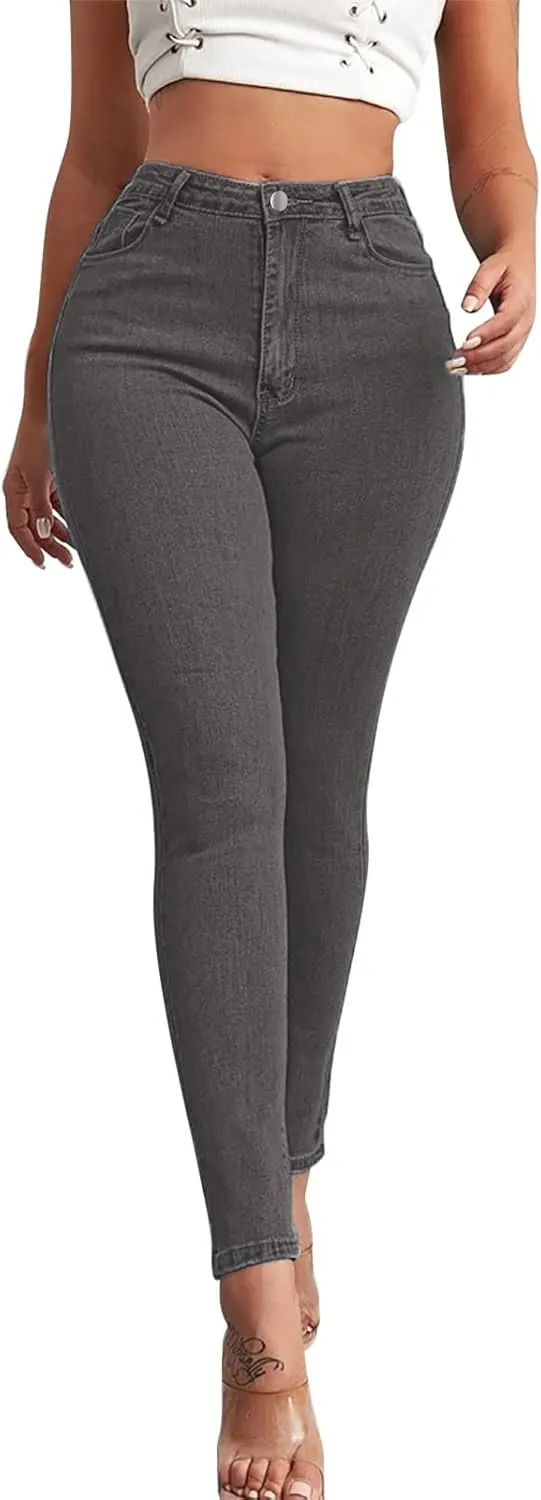 Women's Jeans High Waisted Stretchy Casual Skinny Straight Leg Cropped Denim Pants Bootcut Tapered Juniors Trouser