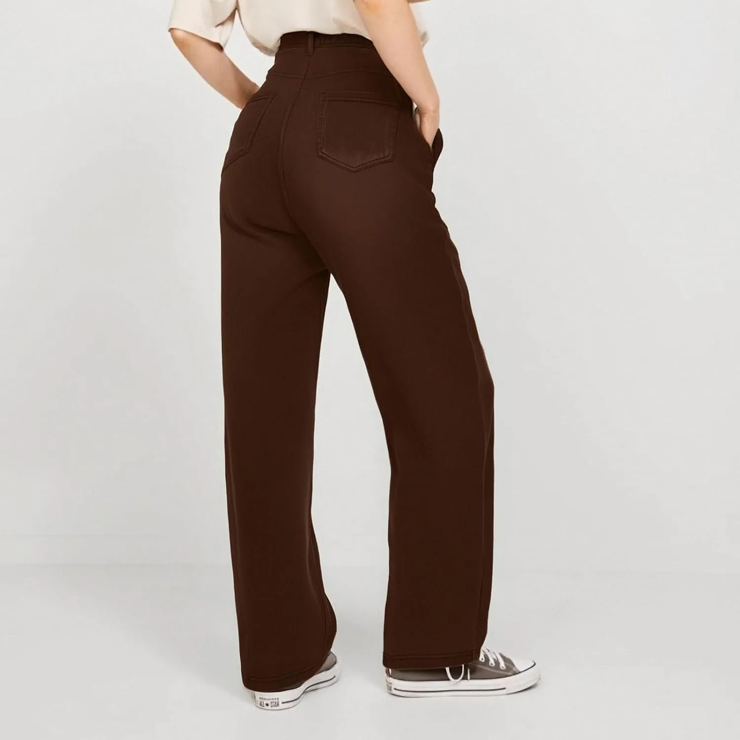 Womens Jeans High Waisted Stretchy Wide Leg Baggy Denim Pants Trousers with Pockets Sweatpant Plus Size