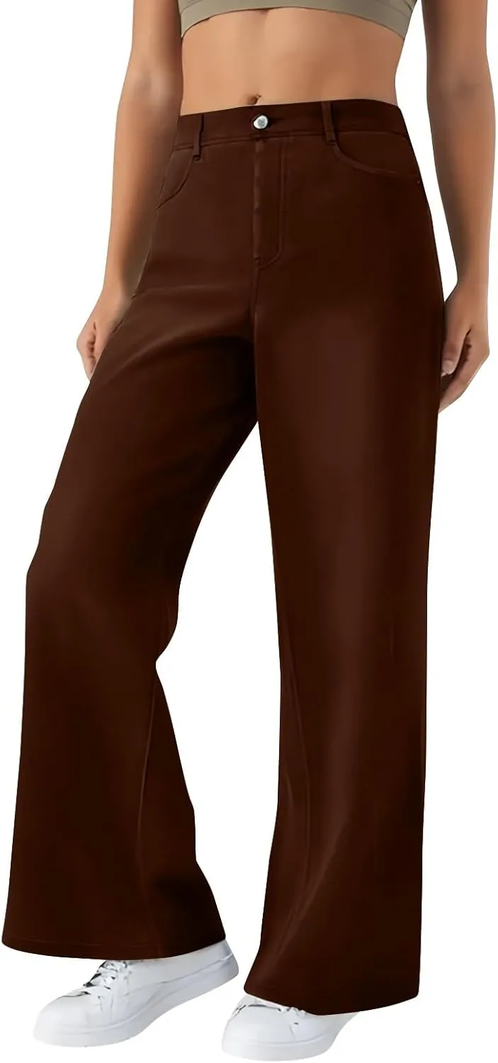 Womens Jeans High Waisted Stretchy Wide Leg Baggy Denim Pants Trousers with Pockets Sweatpant Plus Size