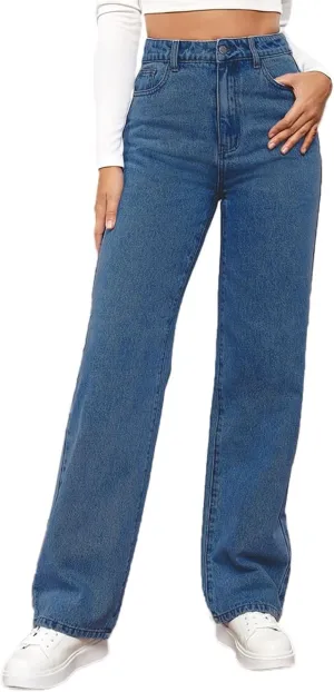 Women's Jeans High Waisted Wide Leg Straight Denim Pants Plus Size Stretch Bootcut Loose Casual Y2K Ankle Trendy with Pockets