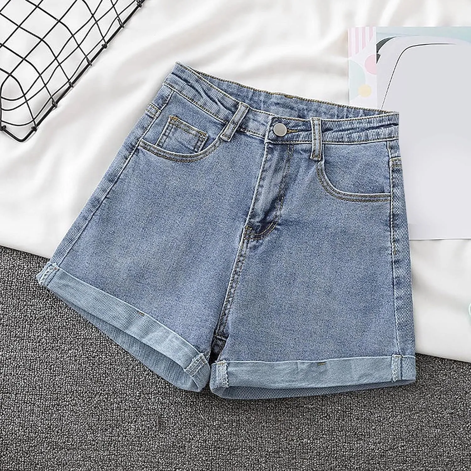 Womens Jeans Shorts High Waisted Plus Size Denim Shorts Wide Leg Cowgirl Shorts Hot Springy Soft Western Jeans Shorts