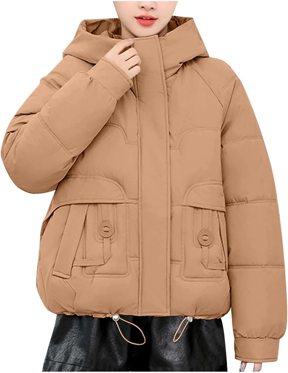 Women's Puffer Jacket - Winter Warm Quilted Down Coat with Detachable Faux Fur Trim Hood - Thickened Outerwear for Women