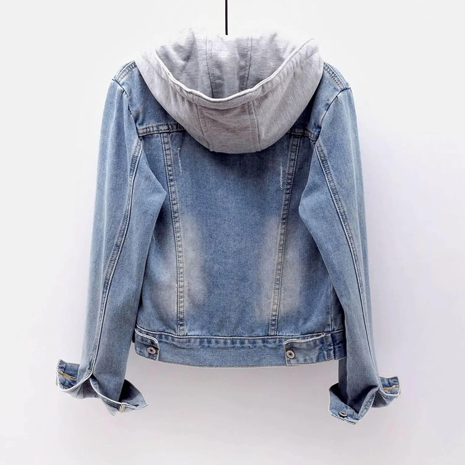 Women's Sherpa Denim Jacket Hooded Fleece Lined Winter Coats Fashion Boyfriend Trucker Jean Jacket with Pocket