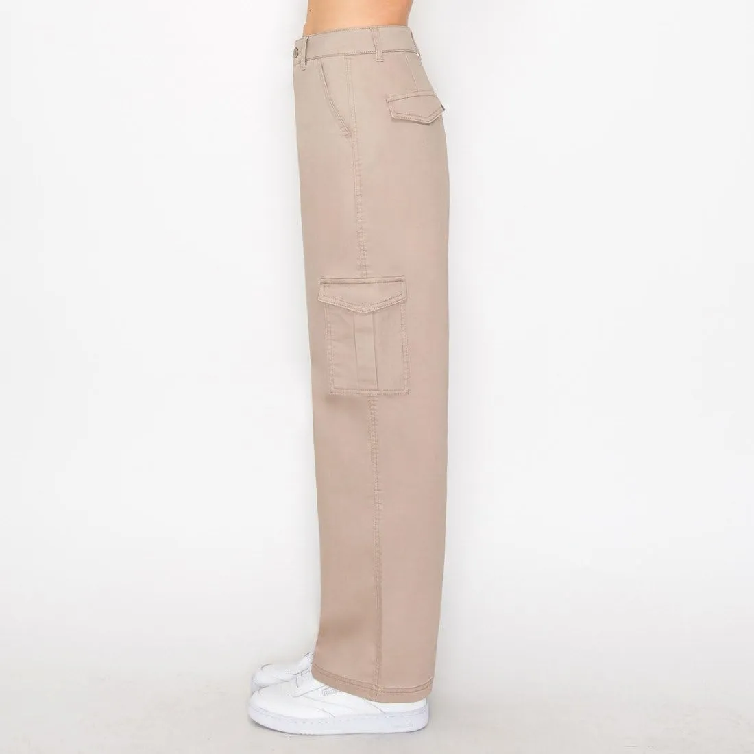 Women's Straight Leg Jeans & Cargo Twill Pants Stretch Denim Tummy Control Plus Size Wide Leg Pantalones for Trendy Outfits