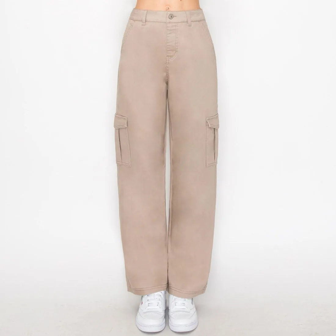 Women's Straight Leg Jeans & Cargo Twill Pants Stretch Denim Tummy Control Plus Size Wide Leg Pantalones for Trendy Outfits