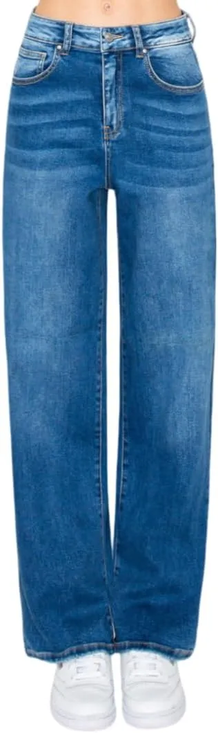 Women's Straight Leg Jeans & Cargo Twill Pants Stretch Denim Tummy Control Plus Size Wide Leg Pantalones for Trendy Outfits