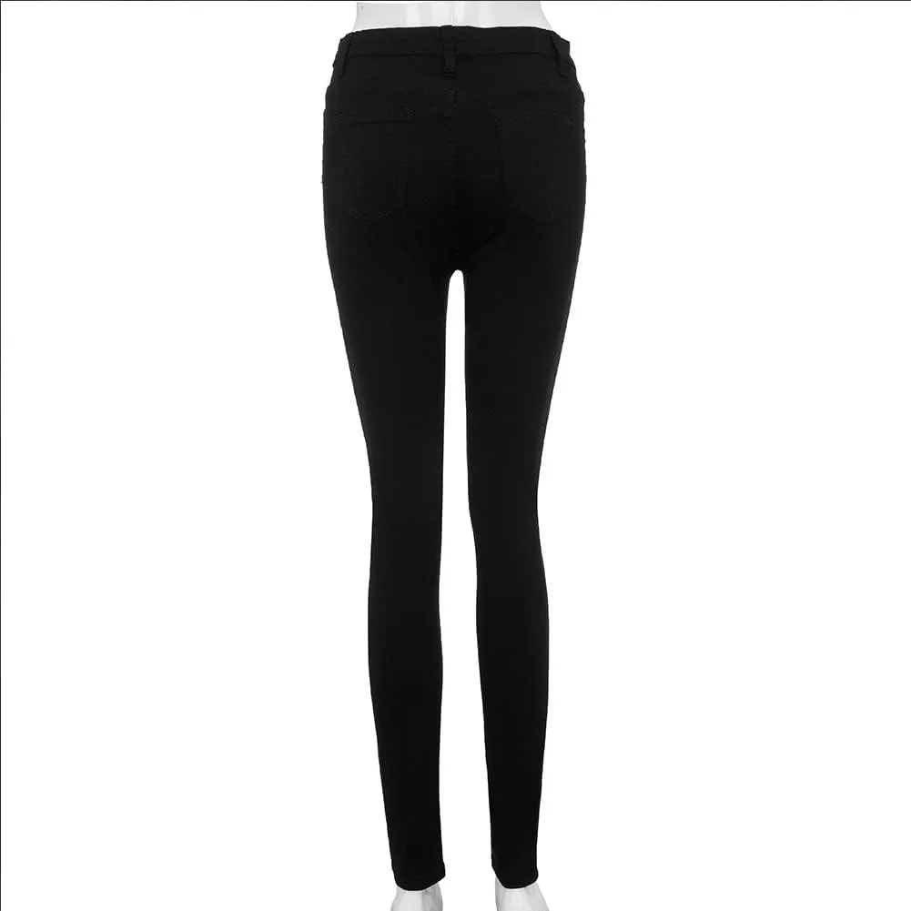 Women's Stretch High Waisted Ripped Jeans Skinny Distressed Pencil Denim Pants