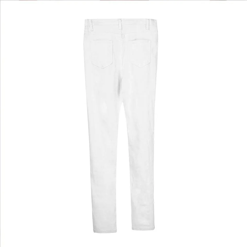 Women's Stretch High Waisted Ripped Jeans Skinny Distressed Pencil Denim Pants