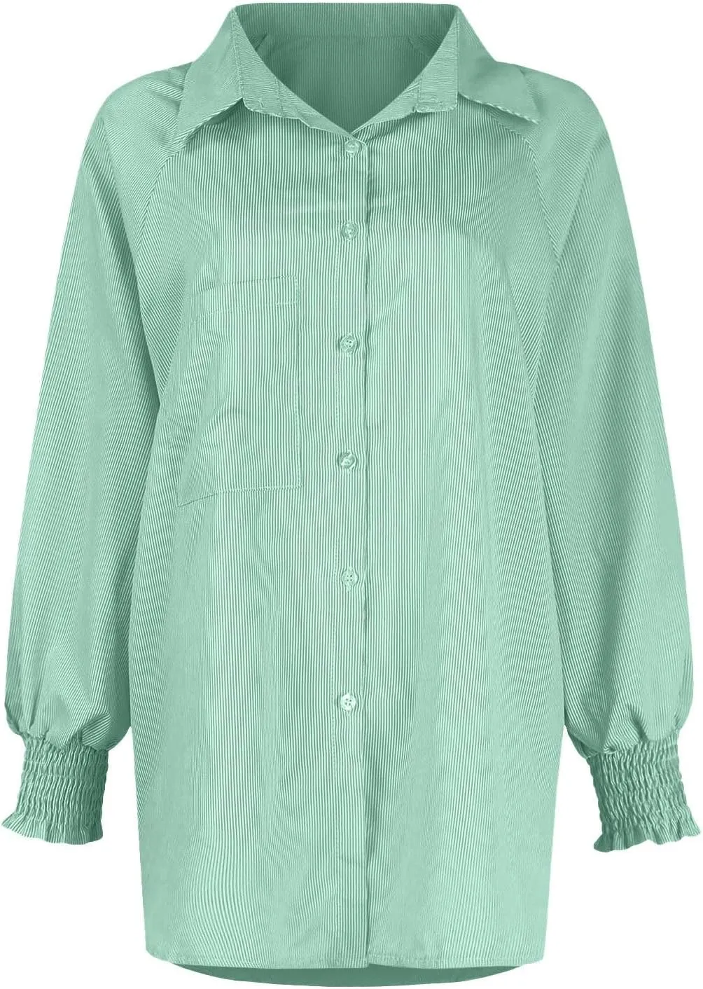 Women's Striped Button Down Shirts Puff Sleeve Oversized Blouses Boyfriends Loose Tunics Business Work Tops