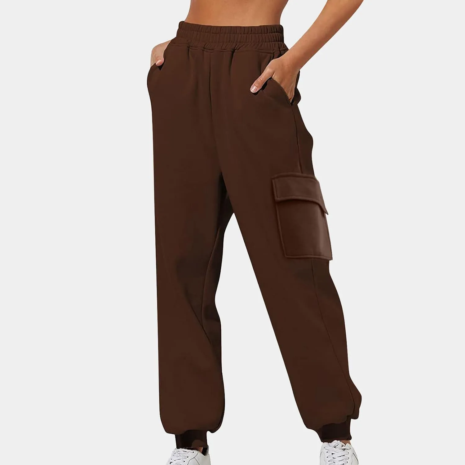 Women's Sweatpants Fleece Baggy Casual High Waisted Workout Athletic Cinch Bottom Comfy Fall Joggers Pants with Pocket