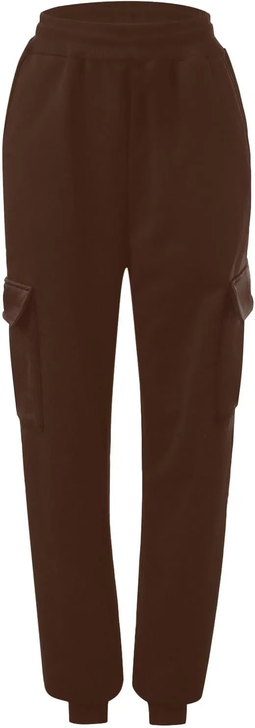 Women's Sweatpants Fleece Baggy Casual High Waisted Workout Athletic Cinch Bottom Comfy Fall Joggers Pants with Pocket