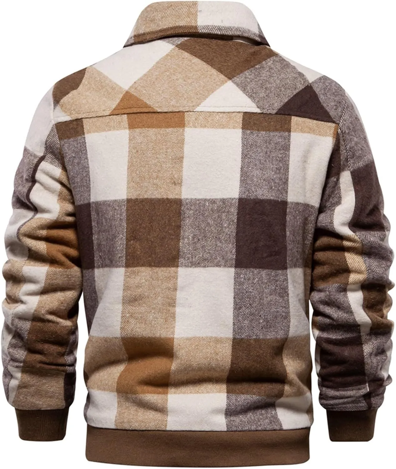 Ymosrh Men's Casual Jackets Lightweight Winter Warm Sherpa Lined Fleece Plaid Shirt Jacket Button Down Shacket Coat, S-XL