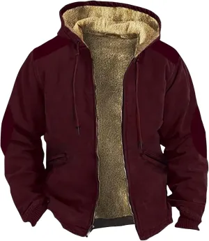 Ymosrh Men's Jackets Casual Stylish Winter Thick Sherpa Lined Zip Fleece Hoodie Jacket Coat Outwear For Men, M-7XL