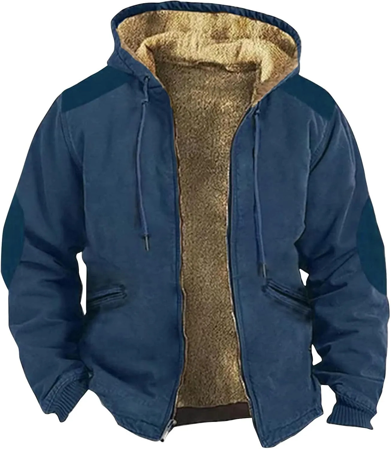 Ymosrh Men's Jackets Casual Stylish Winter Thick Sherpa Lined Zip Fleece Hoodie Jacket Coat Outwear For Men, M-7XL