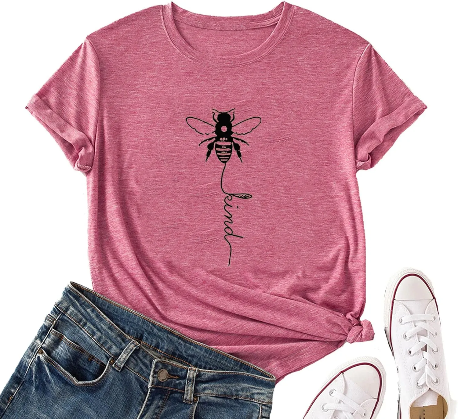 YourTops Women Bee Kind T-Shirt Graphic Shirt & Blouse