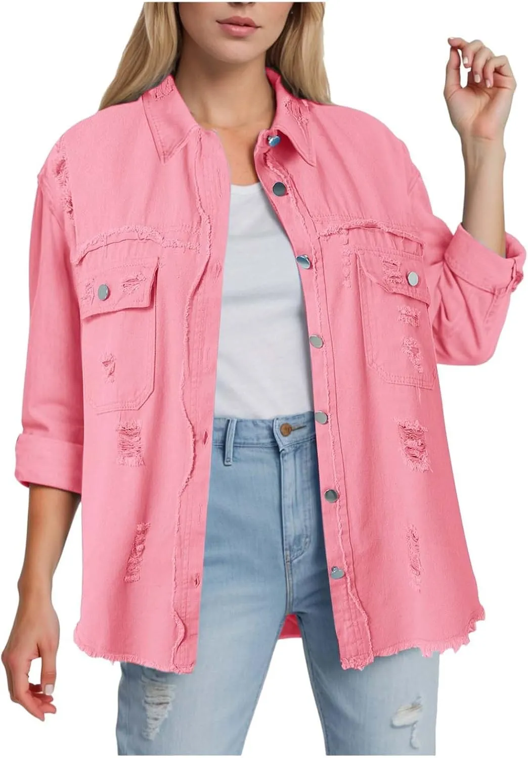 Zimbaplatinum Denim Jacket Women Short JacketWomen Fashion Washed Denim Jacket With Buttons Personality Street Jeans